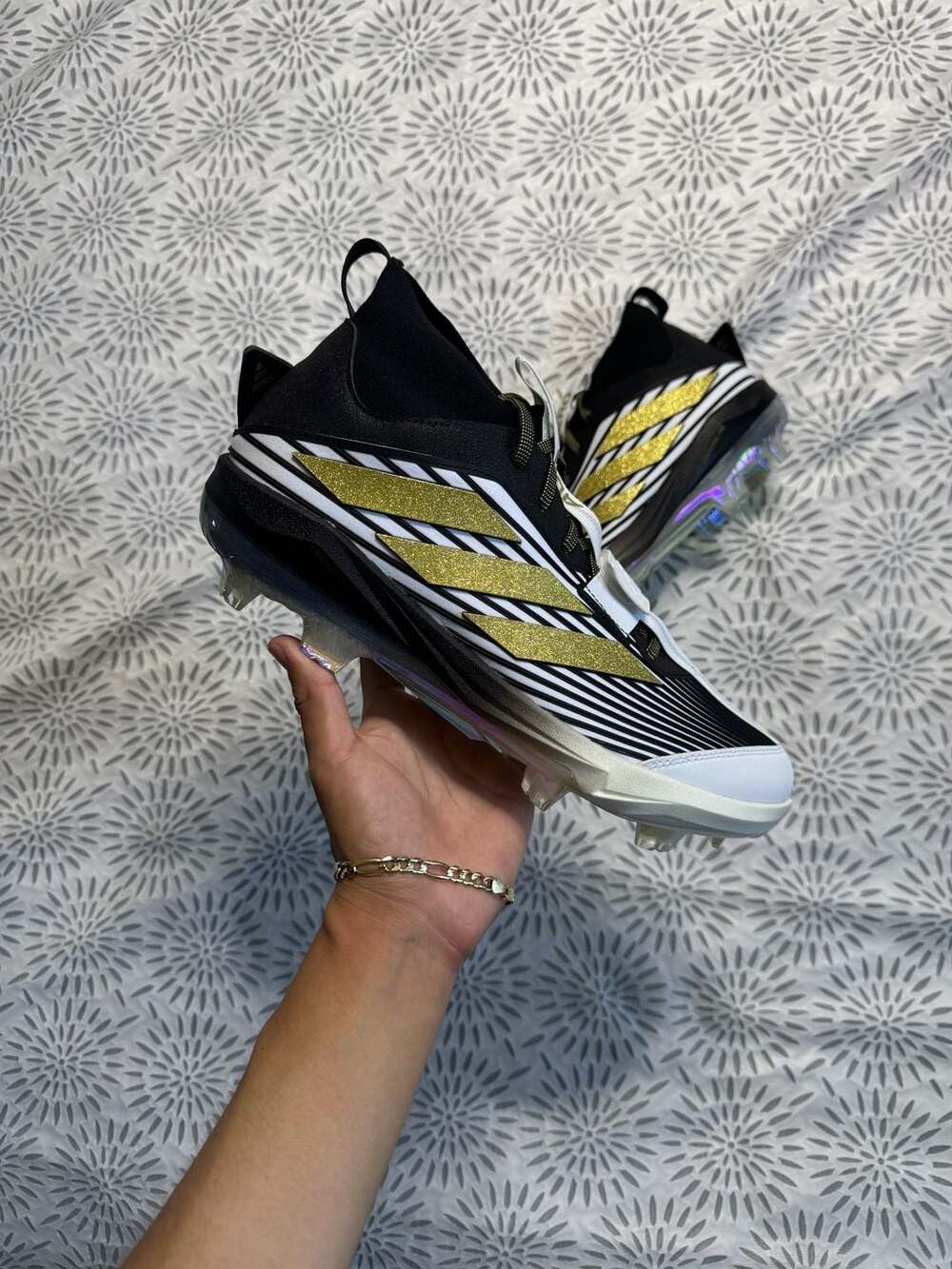Adidas Adizero Edge+ TPU Black & White Baseball Cleats Sz 11.5M JQ7464